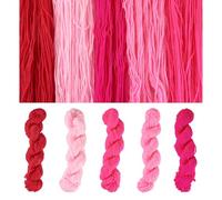 Craftdady 76.55 Yards Acrylic Fiber Yarn 5 Bundles Pink Theme Cloth Hat Scarf Accessories Gradient Colorful Fiber Yarn 5 Colors for Weaving Knitting Crochet Crafting 2.2mm Wide