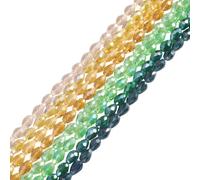 Craftdady 8 Strands Glass Teardrop Beads Faceted Crystal Beads Green Golden Waterdrop Bead for Jewelry Making DIY Craft Necklaces Bracelets Earrings