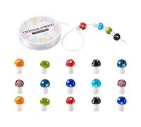 Craftdady 80Pcs Mixed Mushroom Lampwork Beads and Elastic Crystal Thread for Jewelry Bracelet Making Kits