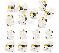 Craftdady 8Pcs Black Cat Shaped Porcelain Beads 2 Styles Handmade Lucky Cat Spacer Beads Ceramic 3D Animals Bead for DIY Jewelry Making Necklaces Earrings Bracelets Crafts Supplies