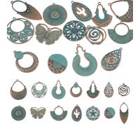Craftdady Antique Bronze Pendants Green Patina Charms Tibetan Style Dangle Charm Kit for DIY Bracelets Earring Jewelry Making, Non-Precious Metal, No Gemstone