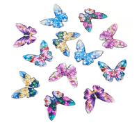 Craftdady Butterfly Resin Earring Charms 12Pcs Big Butterfly with Flower Printed Charms Glitter Power Butterflies Pendants with 2-Hole Flying Insect Dangle Pendant for Summer DIY Necklace Jewelry