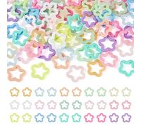 Craftdady Colorful Acrylic Star Pendants 30mm Rainbow Star Charms Hollow Stars Pendants Cute Earring Dangle Charms for DIY Jewelry Making Necklace Bracelet Keychains Accessories, Plastic, No Gemstone