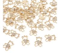 Craftdady Crystal Rhinestone Charms Golden Cute Bear Hollow Pendants 40pcs Lovely Animals Hang Ornament for DIY Craft Earring Jewelry Making 19x13 mm