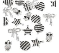 Craftdady Crystal Rhinestone Pendants Butterfly Heart Rhombus Bowknot Earring Charms Alloy Enamel Metal Pendants Light Gold Bracelet Charms for DIY Craft Necklace Jewelry Making, Enamel, No Gemstone