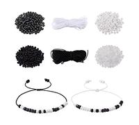 Craftdady DIY Morse Code Message Bracelet Making Kit White Black Glass Seed Beads with Braided Nylon Threads for Jewellery Necklace Bracelet Making
