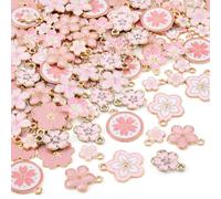 Craftdady Flower Charms Pendants Mini Flower Bracelet Keychain Charms Alloy Enamel Metal Necklace Pendants for DIY Craft Earring Jewelry Making, Non-Precious Metal, No Gemstone