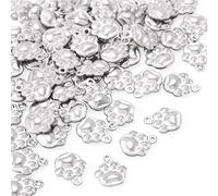 Craftdady Paw Print Charms Metal Cute Dog Footprint Charms Paws Animal Pendants for Earring Bracelet DIY Crafts Jewelry Making, 10x12mm golden and stainless steel color, Non-Precious Metal, No