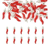 Craftdady Red Chili Pepper Charms Alloy Enamel Hot Pepper Dangle Pendants Small Vegetable Food Pendant for Jewelry Making Charm DIY Necklace Bracelets Supplies, Enamel, No Gemstone