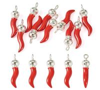 Craftdady Red Chili Pepper Charms Alloy Enamel Hot Pepper Dangle Pendants Small Vegetable Food Pendant for Jewelry Making Charm DIY Necklace Bracelets Supplies, Enamel, No Gemstone