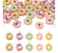 Craftdady Resin Food Charms Tiny Donut Pendants for DIY Craft Embellishment