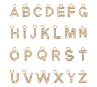 Craftdady Rhinestone Letter Charms Alphabet A-Z Alloy Dangle Pendants Crystal Initial Capital Alphabetic Pendants for DIY Name Jewelry Bracelet Necklace Earring Making, Metal, Rhinestone