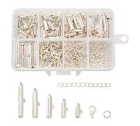 Craftdady Silver Slide On End Clasp Tubes Slider End Caps Crimp End Tube Extension Chains Lobster Clasp for Loom Jewellery Making (10/13/16/20/25mm)