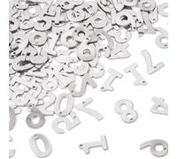 Craftdady Stainless Steel Letter Number Charms Number 0-9 Letter A-Z Metal Pendants Capital Letter Dangle Charms for Necklace Bracelet Earrings Jewelry Making, Stainless Steel, No Gemstone