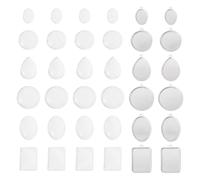 Craftdady Stainless Steel Pendant Cabochon Settings Heart Square Teardrop Flat Round Oval Rectangle Blank Bezel Trays Base Pendant with Glass Cabochons for DIY Earrings Necklace Jewelry, Stainless