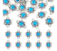 Craftdady Tibetan Style Turquoise Stone Charms Antique Silver Western Connector Charms Deep Sky Blue Alloy Pendants for Bohemian Earring Necklace Making DIY Crafts, Resin, No Gemstone