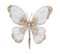 Crafted Butterfly Ornaments, Simulation Christmas Butterfly With Clip, Butterfly Clip Ornaments For Weddings, Celebrations, Home Styling(white)