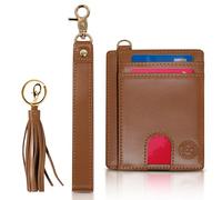 Crafted Charlie The Isla SL - Premium Full Grain Leather Wristlet Wallet with RFID Protection, Easy Access Pull Tab, and Leather Tassel - Perfect for Minimalist Living and Everyday Use, Sahara Tan