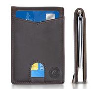 Crafted Charlie The Monroe - Slim Leather Bifold with Movie-Star Charm - RFID Protection, High Card Capacity & Pull Tab Access - Available in Black, Brown & Tan, Saddle Brown