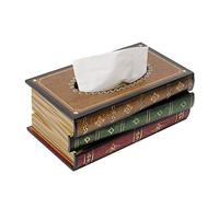 Crafted Classical Retro Wooden Antique Book Tissue Box Cover Rectangular Tissue Holder Dispenser Paper Cover Case Napkin Holder Home Decor for Bathroom Living Room Office car Kitchen
