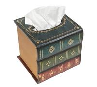 Crafted Classical Retro Wooden Antique Book Tissue Box Cover Square Tissue Holder Dispenser Paper Cover Case Napkin Holder Home Decor for Bathroom Living Room Office car Kitchen (Green)