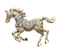 Crafted Enameled Horse Brooch with Prong Set Crystals Zincs Alloy Statement Accessory for Women Girls Enameled Horse Pin