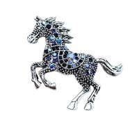 Crafted Enameled Horse Brooch with Prong Set Crystals Zincs Alloy Statement Accessory for Women Girls Enameled Horse Pin