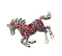 Crafted Enameled Horse Brooch with Prong Set Crystals Zincs Alloy Statement Accessory for Women Girls Enameled Horse Pin