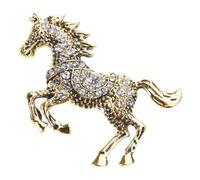 Crafted Enameled Horse Brooch with Prong Set Crystals Zincs Alloy Statement Accessory for Women Girls Enameled Horse Pin