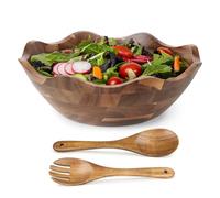 Crafted Finesse Decorative Wooden Scalloped Bowl