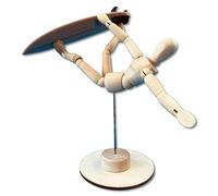 CRAFTED INGENUITY Super Fun Surf Sculpture Surfer with Surfboard for Surfing Decor Beach Art Gift for Surfer - Posable 5.5" Wooden Surf Figure - Visualization Surf Art