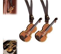 Crafted Leather Violin & Cello Keychain, Miniature Musical Instrumen Keychain, Musical Instrument Keychain, Musical Instrument Gift for Music Lover (A 2Pcs)