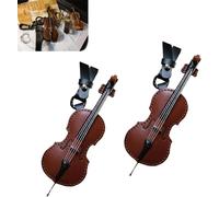 Crafted Leather Violin & Cello Keychain, Miniature Musical Instrument Keychain, Vintage Crafted Leather Violin Cello, Miniature Musical Instrumen Keychain for Music Lovers (2Pcs)