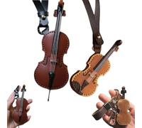 Crafted Leather Violin & Cello Keychain, Musical Instrument Keychain, Miniature Musical Instrumen Keychain, Musical Instrument Gift, Christmas Ornament (A+B)