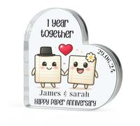 Crafted Memories 1st Anniversary Plaque Gifts for Wife Husband - Happy Anniversary - I Love You Romantic Acrylic Heart Gift for Women Men - 100mm x 100mm Present for Couples First Wedding Anniversary