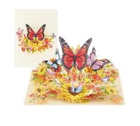 Crafted Memories 3D Monarch Butterfly & Sunflower Pop Up Card - Vibrant Summer Garden Greeting Card - Birthday, Anniversary, & Mother’s Day Card for Butterfly Lovers