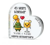 Crafted Memories 43rd Anniversary Plaque Gifts for Wife Husband - Happy Anniversary - I Love You Romantic Acrylic Heart Gift for Women Men - 100mm x 100mm Present for Couples First Wedding Anniversary