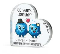 Crafted Memories 65th Anniversary Plaque Gifts for Wife Husband - Happy Anniversary - I Love You Romantic Acrylic Heart Gift for Women Men - 100mm x 100mm Present for Couples First Wedding Anniversary