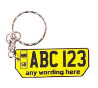 Crafted Memories Custom Licence Plate Keychain, Personalised Number Plate Keychain, Mini Number Plate Key Ring, Name Plate Keychain, Custom Car Plate Keyring, New Car, Just Passed (Yellow)