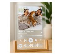 Crafted Memories Personalised A5 Song Music Plaque with Photo Personalised Gifts Valentines Gifts for Men Women Him Boyfriend Girlfriend LED Acrylic Song Gifts for Birthday Christmas - Powered by USB