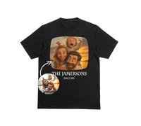 Crafted Memories Personalised Cartoon Picture T-Shirt - Custom Portrait from Your Photo - Unique Couple Custom Avatar Design Tee - Special Celebration-Everyday Wear-or Custom Gift Black