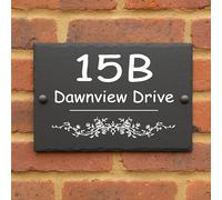 Crafted Memories - Rustic Natural Slate House Sign | Personalised UV-Printed Address Plaque | Weather-Resistant | Easy to Install | Slate Door Number Plaques, Address Vine