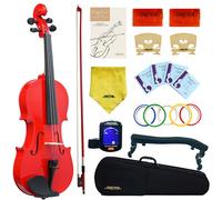 Crafteem 1/2 Fiddle Red Colored Premium Violin Outfit for Beginners Adults Kids With 5 Color Fingering Tape- Handcrafted Student Beginner Violin.