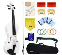 Crafteem 1/4 Fiddle White Colored Premium Violin Outfit for Beginners Adults Kids With 5 Color Fingering Tape- Handcrafted Student Beginner Violin.