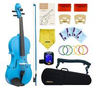 Crafteem 4/4 Full Size Fiddle Blue Colored Premium Violin Outfit for Beginners Adults Kids With 5 Color Fingering Tape- Handcrafted Student Beginner Violin.(Blue, 4/4 Full)
