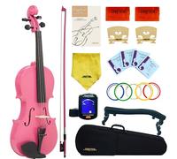 Crafteem 4/4 Full Size Fiddle Pink Colored Premium Violin Outfit for Beginners Adults Kids With 5 Color Fingering Tape- Handcrafted Student Beginner Violin., VLC100C