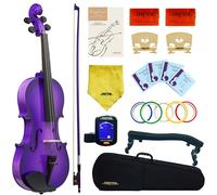 Crafteem 4/4 Full Size Fiddle Purple Colored Premium Violin Outfit for Beginners Adults Kids With 5 Color Fingering Tape- Handcrafted Student Beginner Violin. (Purple, 4/4 Full)