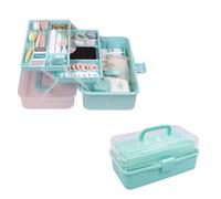 Craftelier - 3 Trays Storage Case for Your Scrapbooking and Crafts Projects | Transparent Lid with Lock and Handle | Dimensions Approx. 32 x 13.5 x 18.5 cm - Turquoise