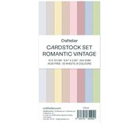 Craftelier - Cardstock Set Romantic Vintage | Pack of 24 Double-Sided Cardstock for Cardmaking, Scrapbooking and Crafts Projects | Weight 240g | Size 15cm x 7.5cm (5.91" × 2.95")