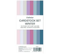 Craftelier - Cardstock Set Winter | Pack of 32 Double-Sided Cardstock for Cardmaking, Scrapbooking and Crafts Projects | Weight 240g | Size 15cm x 7.5cm (5.91" × 2.95")
